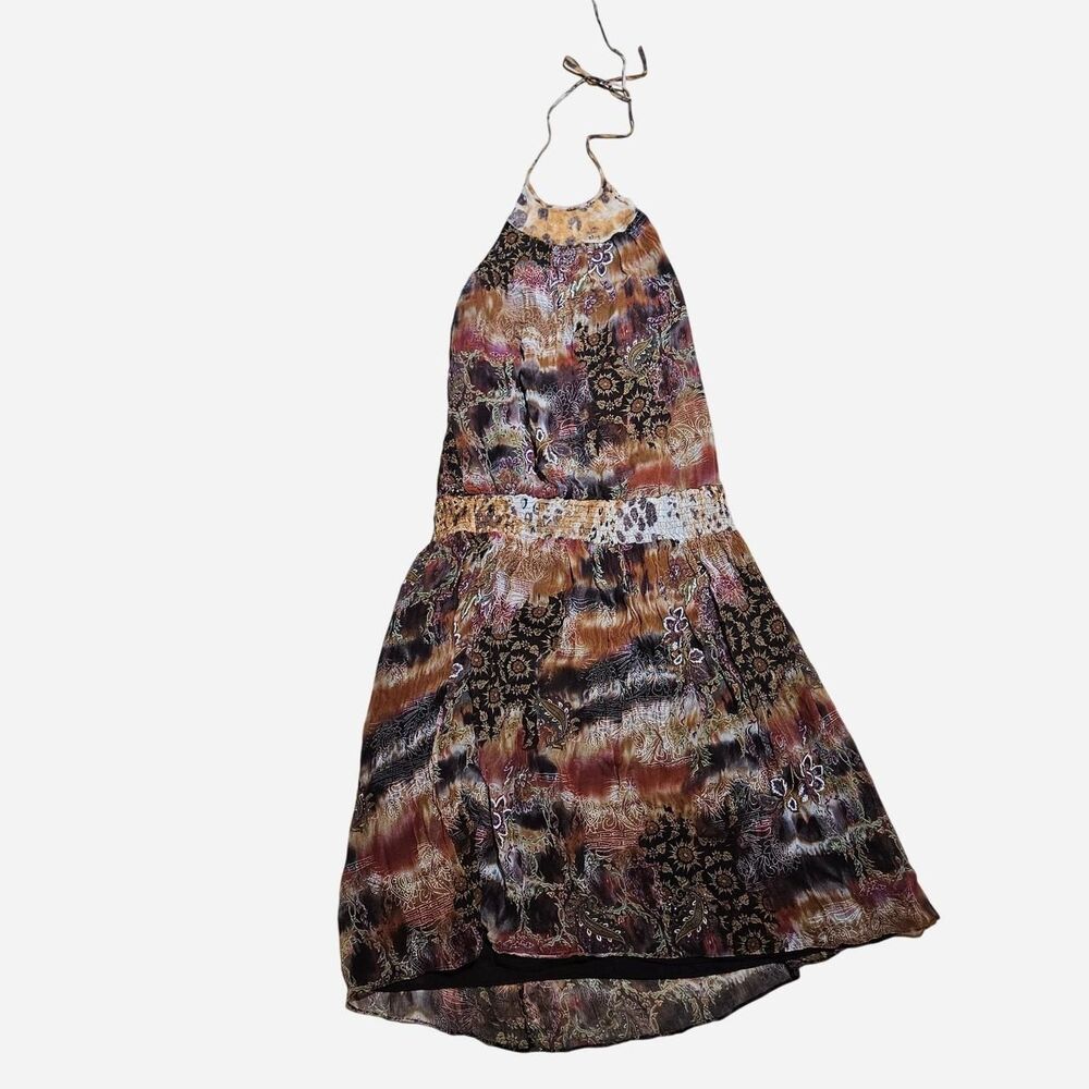 y2k boho festival patchwork print silk maxi dress
